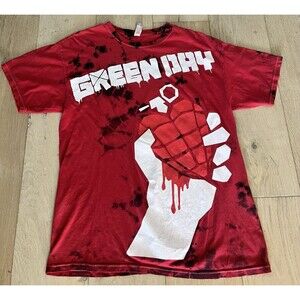 Green Day Shirt Sz L Tie Dye American Idiot Punk Rock Band Tee Heart Grenade